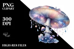 Pastel Glossy Mushroom Watercolor Splash PNG Product Image 3