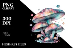 Pastel Glossy Mushroom Watercolor Splash PNG Product Image 2
