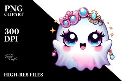 Cute Ghost with Glam Accessories, Transparent PNG Product Image 2
