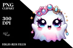 Cute Ghost with Glam Accessories, Transparent PNG Product Image 2