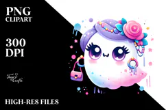 Adorable Ghost with Glam Accessories PNG Product Image 2