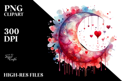 Colorful Half Moon with Hearts PNG Product Image 2
