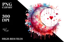 Colorful Half Moon with Hearts PNG Product Image 2