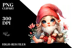 Baby Gnome Watercolor Cute PNG Product Image 2