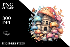 Pastel Wooden Mushroom Watercolor Splash PNG Product Image 2