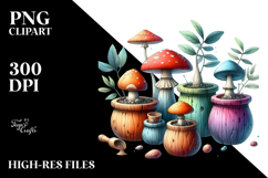 Pastel Wooden Mushroom Watercolor Splash PNG Product Image 2