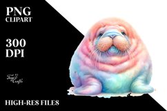 Vibrant Pastel Baby Walrus Clipart Product Image 1