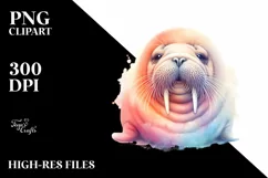 Vibrant Pastel Baby Walrus Clipart Product Image 1
