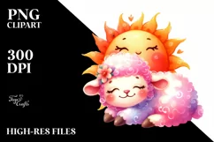 Cuddling Sun Baby Lamb PNG Product Image 2