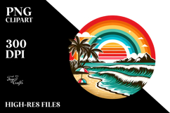 Retro Tropical Beach Rainbow, 20 oz Tumbler PNG Product Image 2