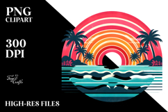 Retro Tropical Rainbow Sunset PNG Product Image 2