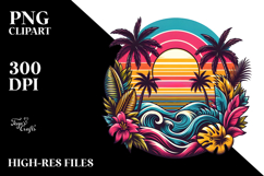 Retro Tropical Rainbow Sunset PNG Product Image 2