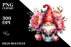 Cute GNOME with Floral Ornament PNG Product Image 2