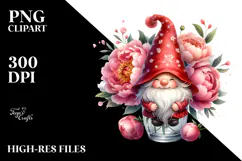 Cute GNOME with Floral Ornament PNG Product Image 2