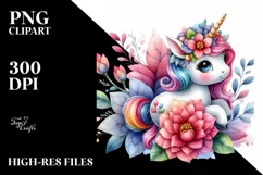 Colorful Unicorn Flower, PNG Product Image 3