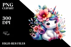 Colorful Unicorn Flower, PNG Product Image 3