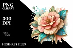 Abstract Wooden Camelia Stained | Sublimation | Clipart Product Image 1