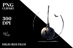 Watercolor Halloween Broomstick PNG Product Image 1