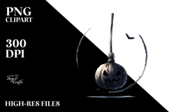 Watercolor Halloween Broomstick PNG Product Image 2