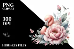 Sleeping Flamingo in a Flower Clipart Product Image 3