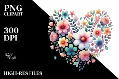 Heart made of Flowers PNG Product Image 2