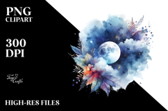 Sublimation Clipart Title: Abstract Moon Foliage Product Image 2