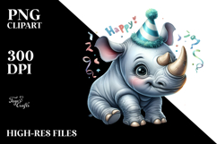 Cute Baby Rhino Party Hat PNG Product Image 2
