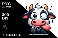 Cute Cartoon Cow with Bow Tie PNG Product Image 2