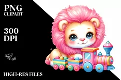 Colorful Smiling Baby Lion PNG Product Image 2