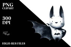 Funny Bat in Washed Watercolor PNG Product Image 2