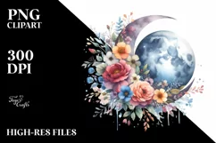 Vibrant Half Moon with Flowers, Transparent PNG Product Image 1