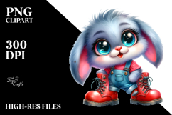 Vibrant Watercolor Goofy Cute Baby Rabbit PNG Product Image 2