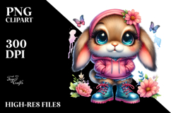 Vibrant Watercolor Goofy Cute Baby Rabbit PNG Product Image 2