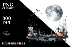Watercolor Halloween Moon PNG Product Image 2