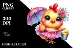 Smiling Baby Rooster with Umbrella PNG Product Image 2