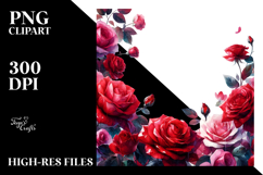 Vibrant Floral Frame with Red Roses, Transparent PNG Product Image 2