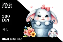 Colorful Bunny in Bucket | Clipart Product Image 1