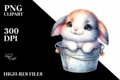 Colorful Bunny in Bucket | Clipart Product Image 1