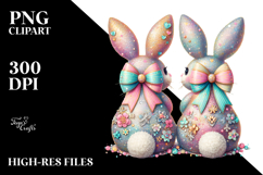 Colorful Vintage Bunny Sitting, PNG Product Image 2