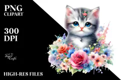 Colorful Cute Cat Watercolor PNG Product Image 2