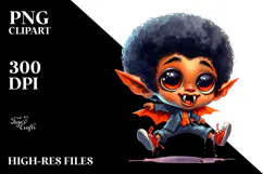 Funny Vampire Jumping with Afro Haircut PNG Product Image 2