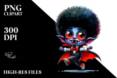 Funny Vampire Jumping with Afro Haircut PNG Product Image 2
