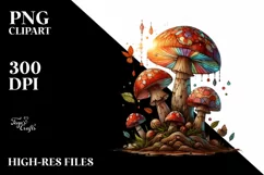 Detailed Wooden Small Stained Mushroom Watercolor Splash Product Image 3