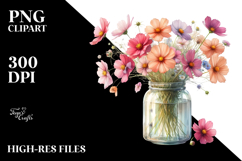 Vibrant Jar Cosmos White Background Clipart Product Image 2