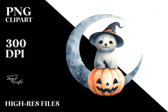 Cute Baby Seal on Halloween Moon PNG Product Image 2