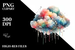 Colorful Watercolor with Silver Foil | Sublimation | Clipart Product Image 1