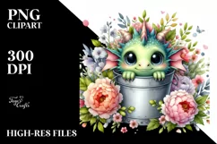 Cute Baby Dragon Watercolor PNG Product Image 3
