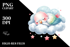Cute Parrot Sleeping On A Cloud Clipart Product Image 2