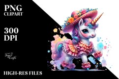 Colorful Unicorn in Tarantella Dancer&#039;s Outfit, PNG Product Image 3