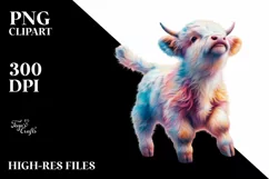 Colorful Highland Cow Dancing, PNG Product Image 3